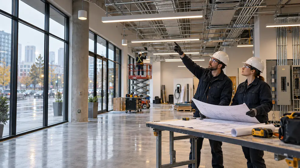Commercial electricians planning electrical solutions in Vancouver