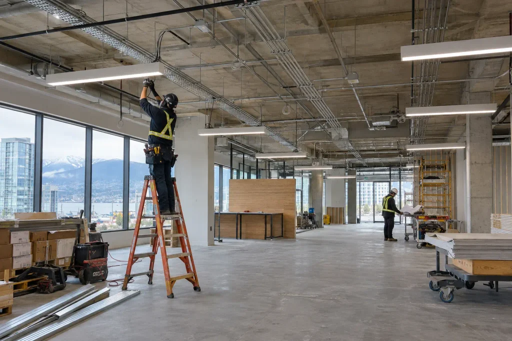 Commercial electrical installation and lighting work in Vancouver